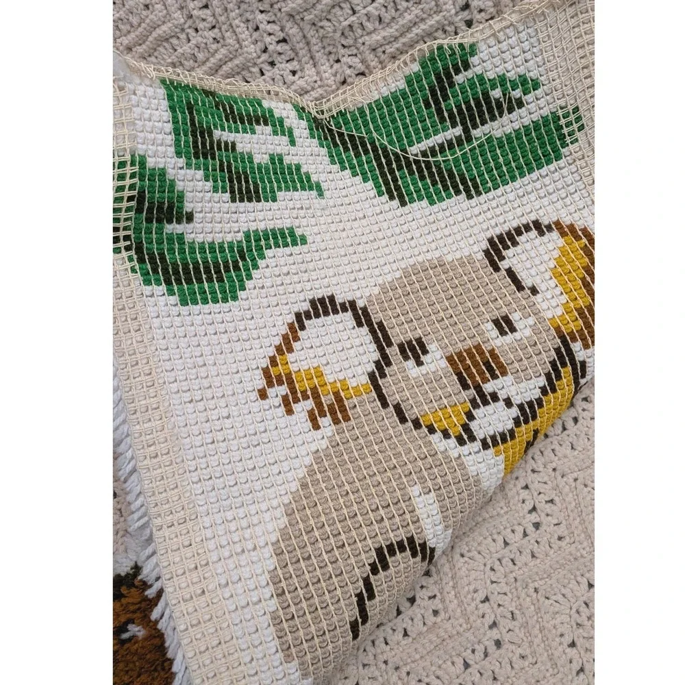 Vintage Latch Hook Rug Wall Hanging Koala Bear Tree Branch Retro 18x23 Art